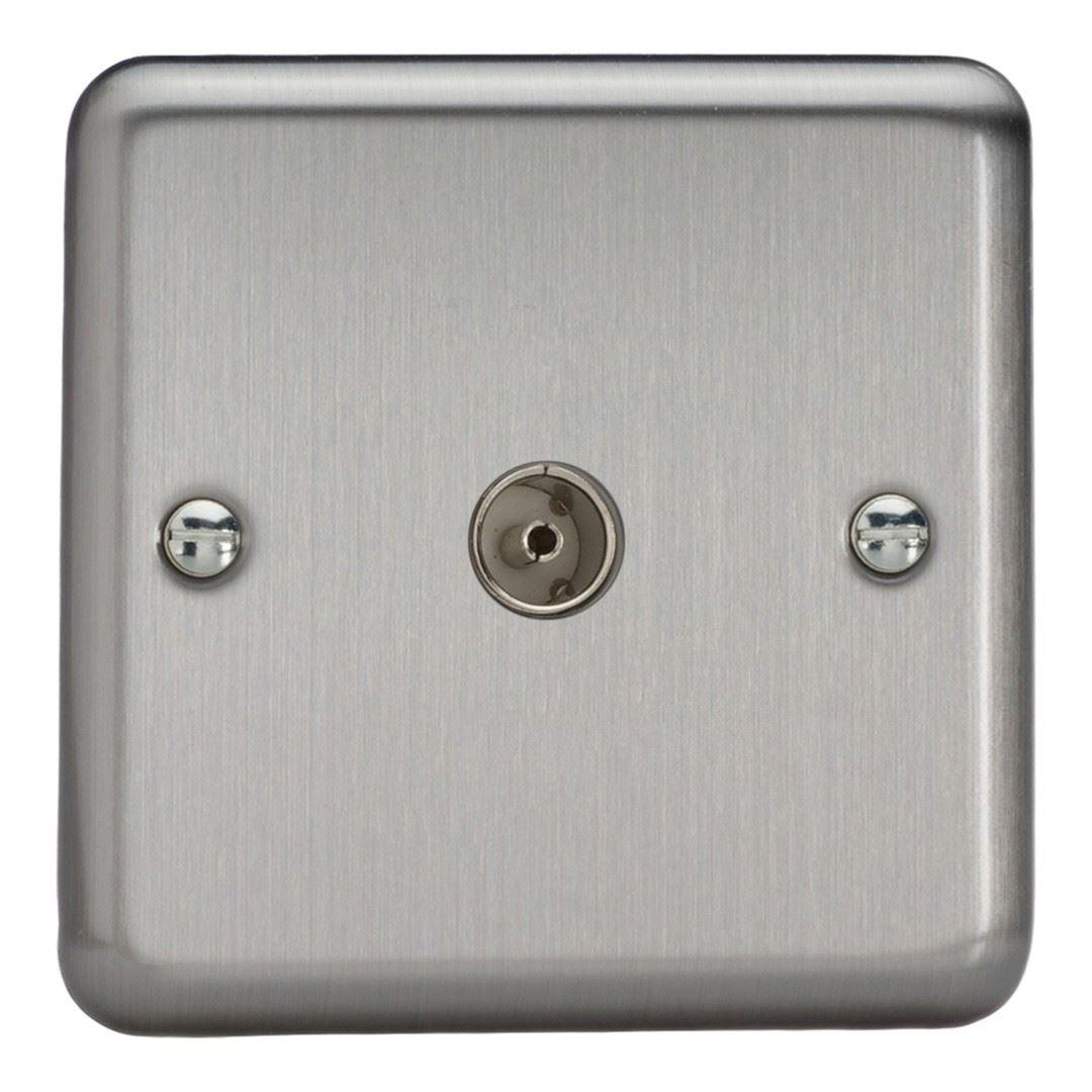 Varilight 1 Gang Co-axial TV Socket Matt Chrome Finish XS8