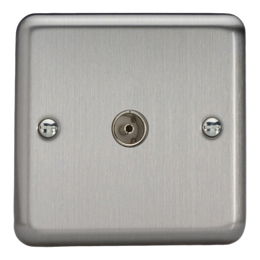 Varilight 1 Gang Co-axial TV Socket Matt Chrome Finish XS8