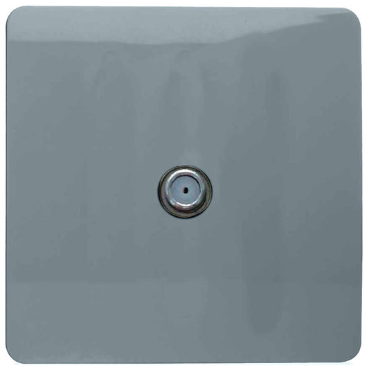 Trendi 1 Gang Artistic Modern Glossy Screwless Television Satellite Socket Cool Grey