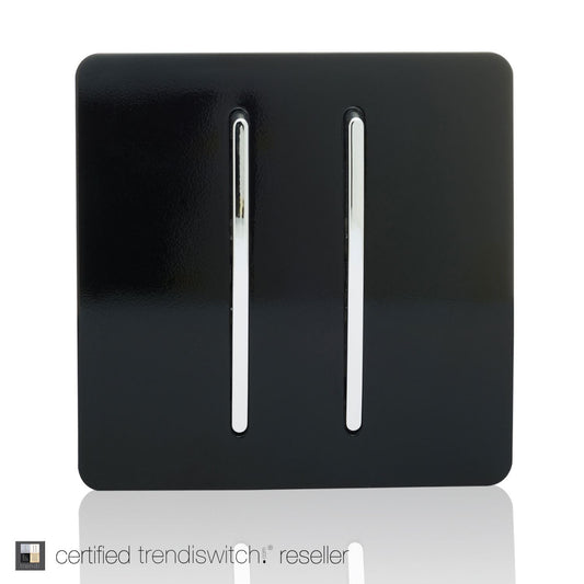 Trendi Switch 2 Gang Retractive Black