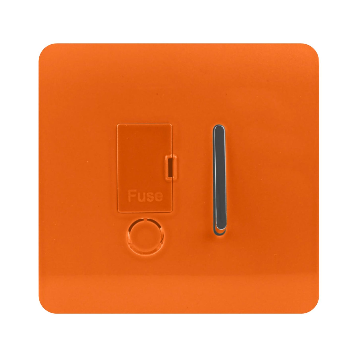Trendi Switch Screwless Artistic Modern Glossy Tactile 230V Switched 13 A Single Fused Spur Connection Unit with Flex Outlet Chrome Rocker in Sunset Orange