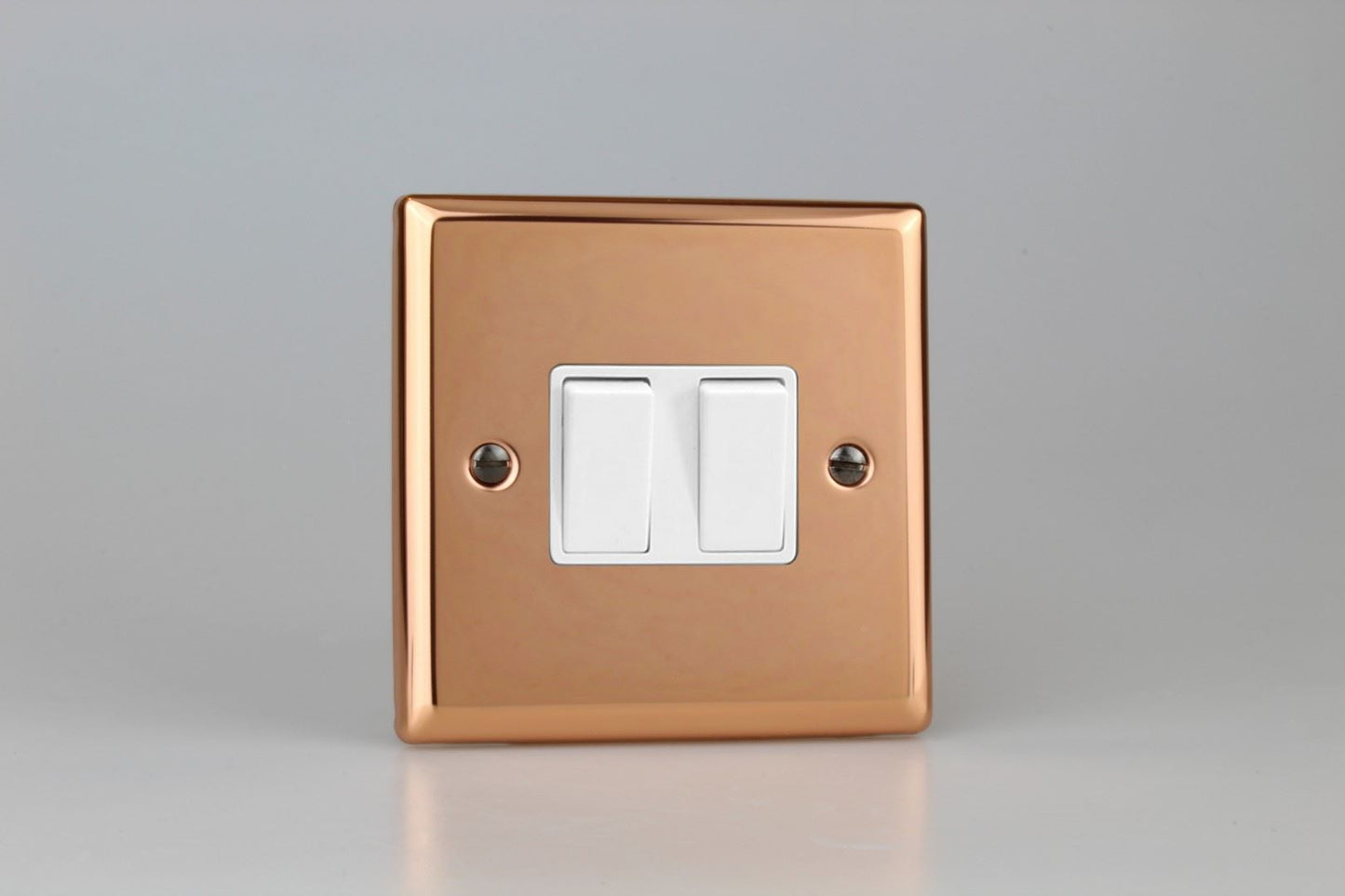 Varilight 2-Gang 10A 1- or 2-Way Rocker Switch in Urban Polished Copper w/ White Rockers