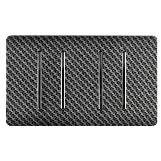 Trendi Switch 4 Gang 1 or 2 Way Modern Designer Light Switch in Carbon Fibre