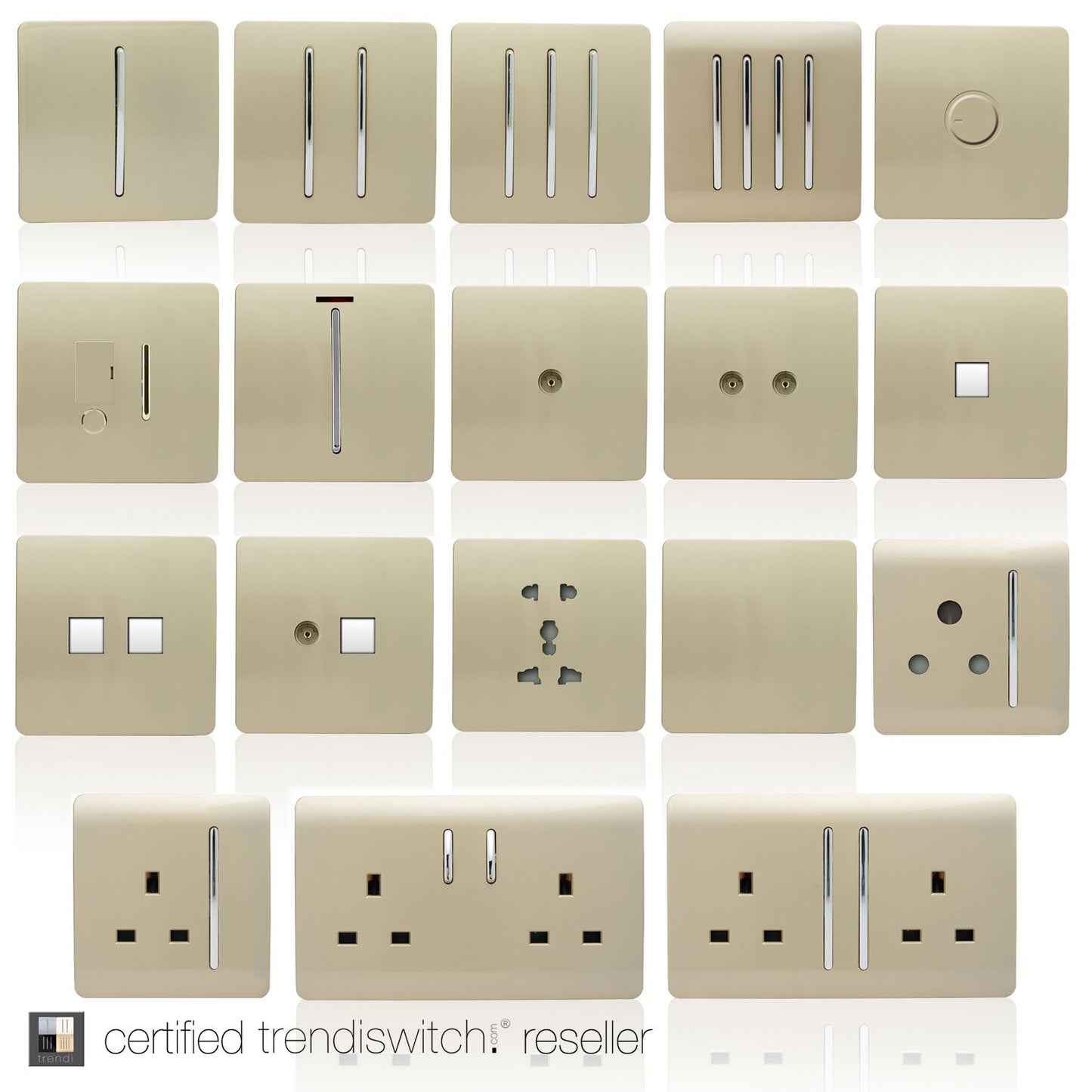 Trendi 1 Gang Artistic Modern 13 Amp Switched Plug Socket Gold ART-SKT13GO