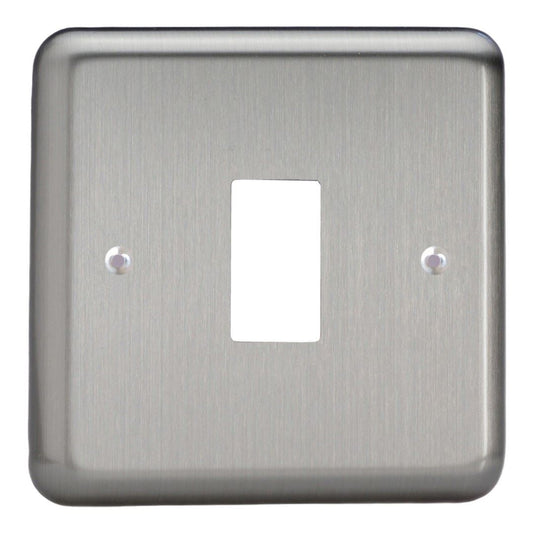 Varilight 1-Gang PowerGrid Plate including Yoke (Single Plate) in Classic Matt Chrome w/