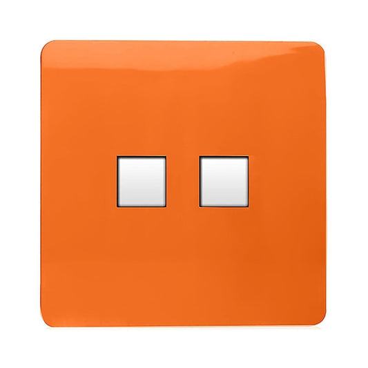 Trendi Switch 2 Gang RJ45 Cat 6 Modern Designer PC Ethernet Socket in Orange