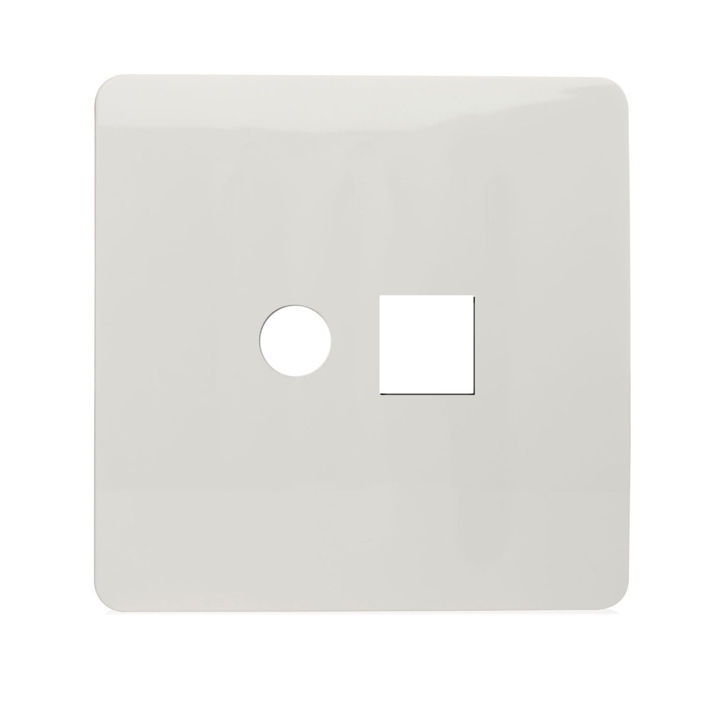 Trendi SPARE FACEPLATE For TV Co-axial + RJ45 Cat 5e/6 PC Ethernet Socket White