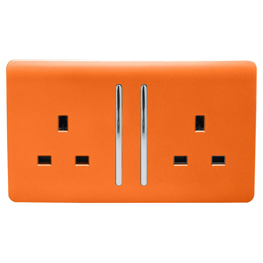 Trendi 2 Gang Artistic Modern Glossy 13 Amp Switched Tactile Plug Socket Orange