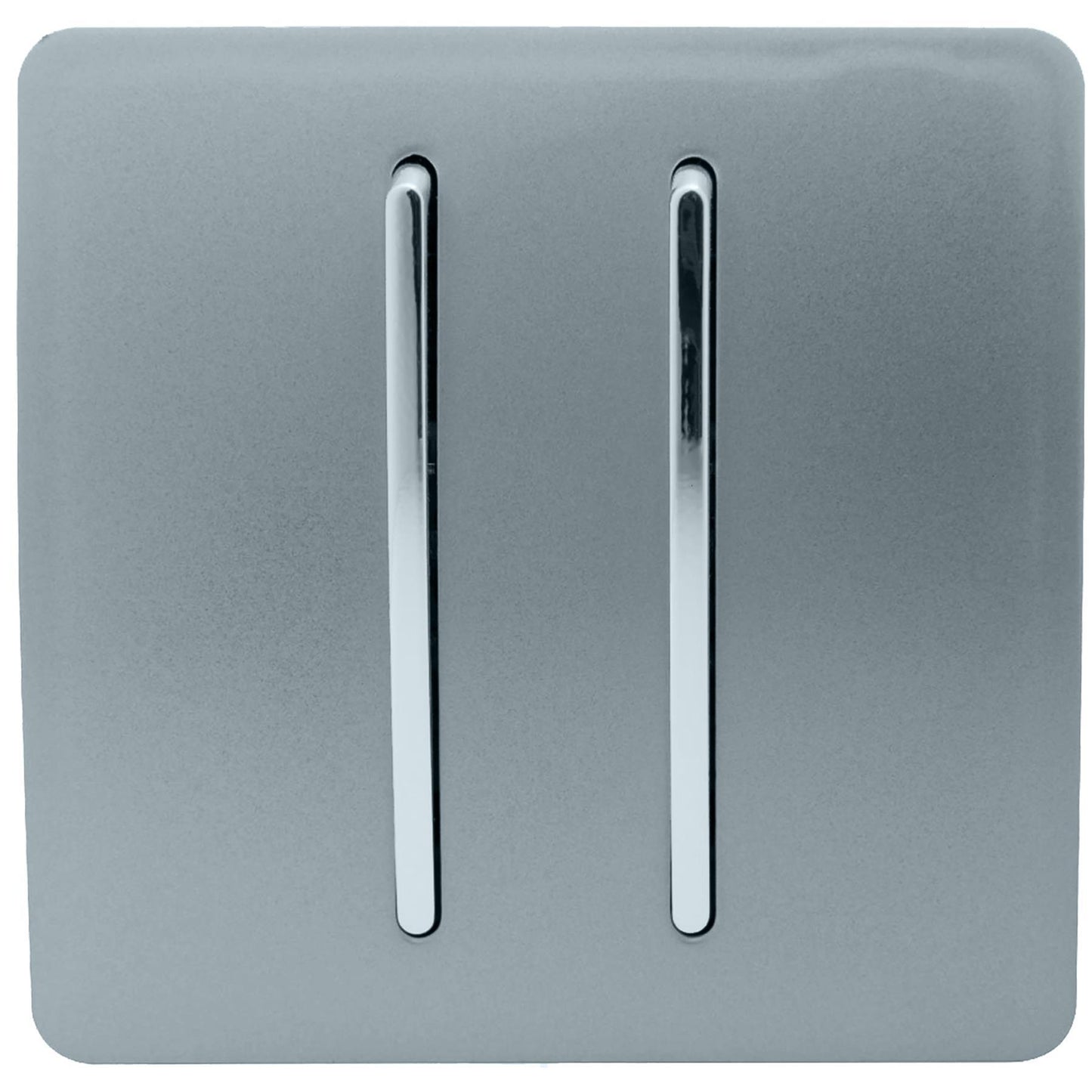 Trendi 2 Gang 3 Way Intermediate Artistic Modern Glossy 10 Amp Rocker Light Switch Cool Grey