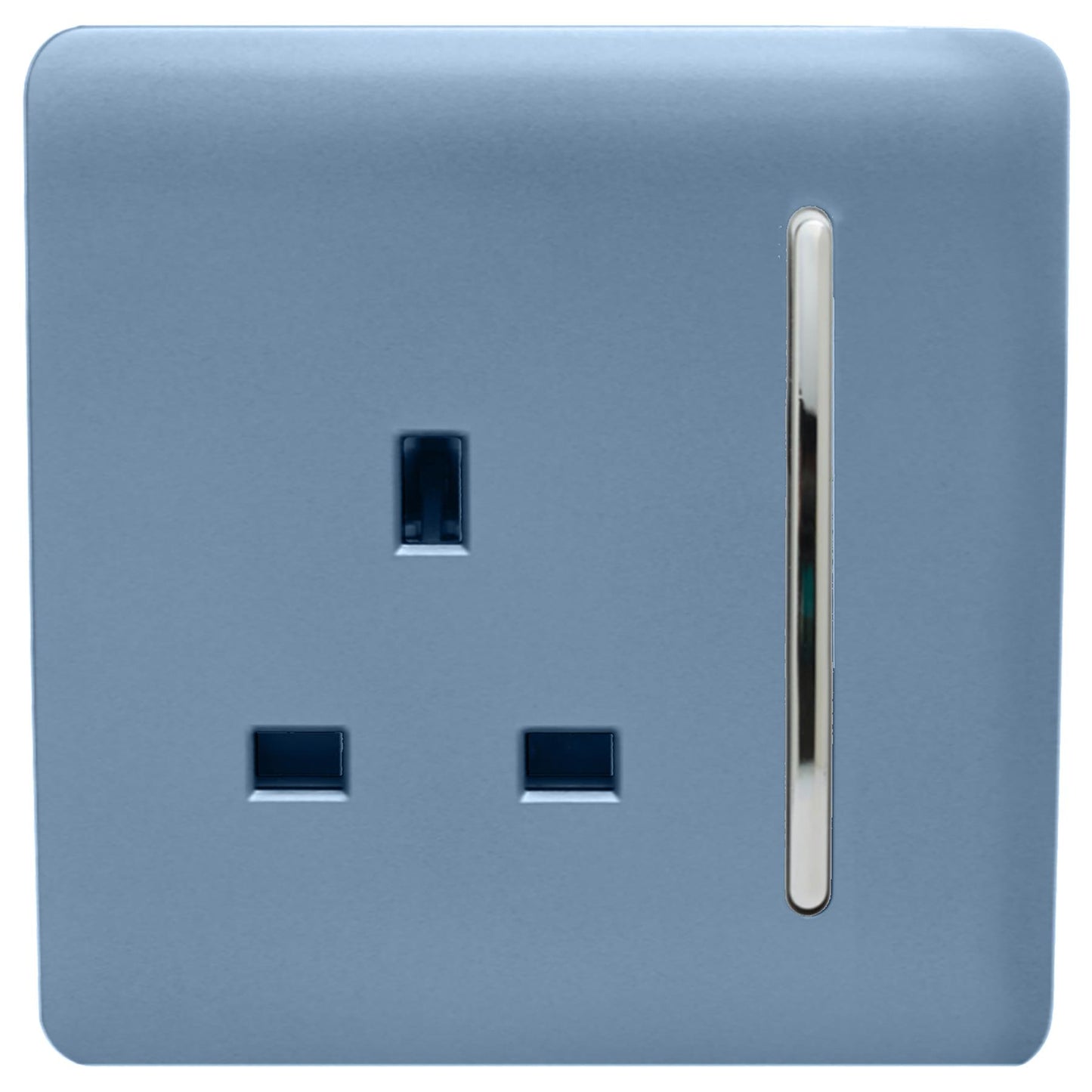 Trendi 1 Gang Artistic Modern Glossy 13 Amp Switched Tactile Plug Socket Sky