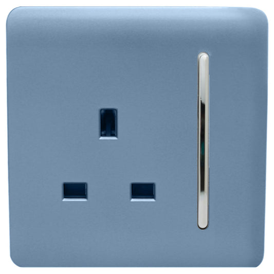 Trendi 1 Gang Artistic Modern Glossy 13 Amp Switched Tactile Plug Socket Sky