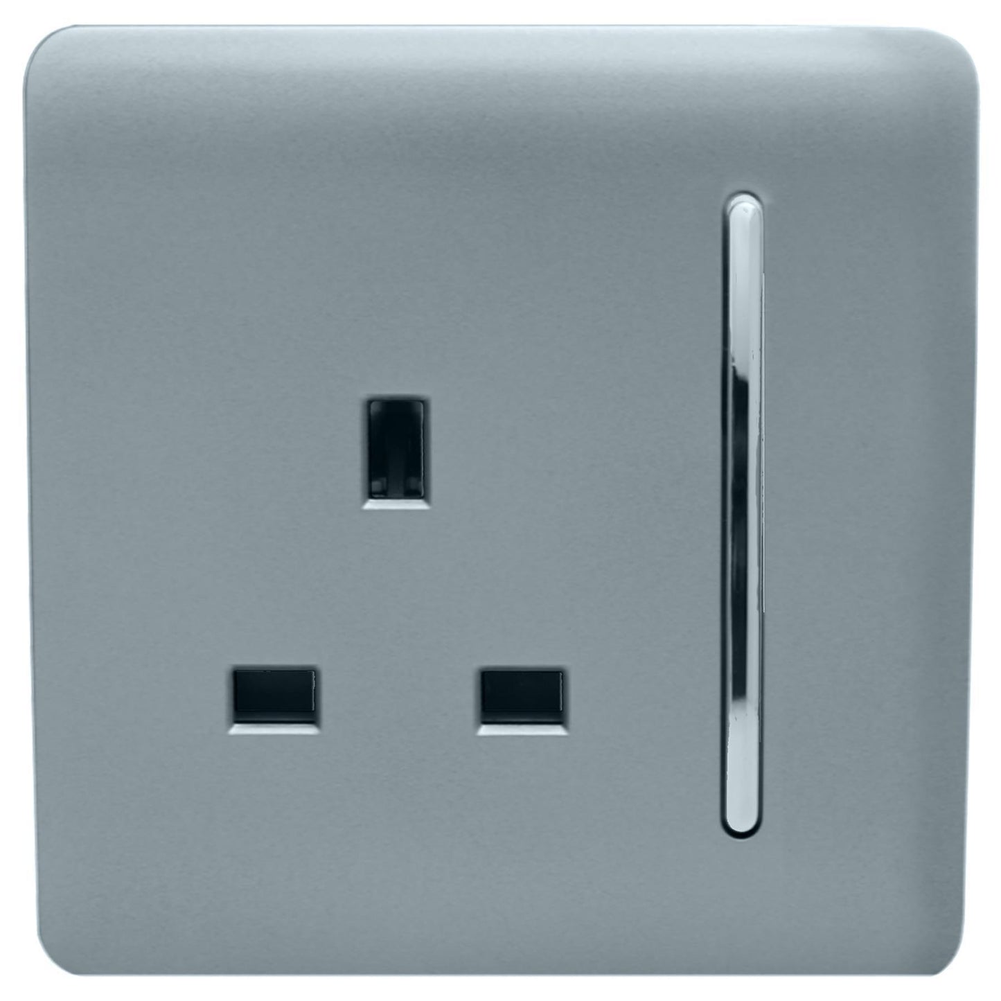 Trendi 1 Gang Artistic Modern Glossy 13 Amp Switched Tactile Plug Socket Cool Grey