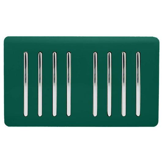 Trendi 8 Gang 2 way 240V Screwless Raised Front Twin Plate Plastic Artistic Modern Glossy 10 Amp Chrome Rocker Quad Electrical Wall Light Switch in Dark Green - ART-SS88DG