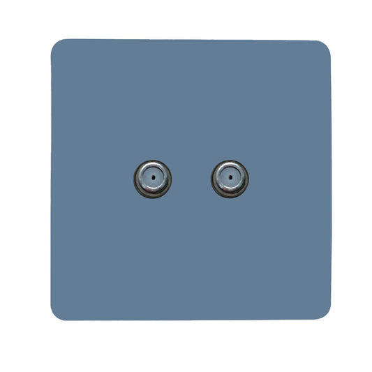Trendi Switch 2 Gang Male F-Type Satellite Television Socket in Sky