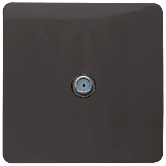 Trendi 1 Gang Artistic Modern Glossy Screwless Television Satellite Socket Dark Brown