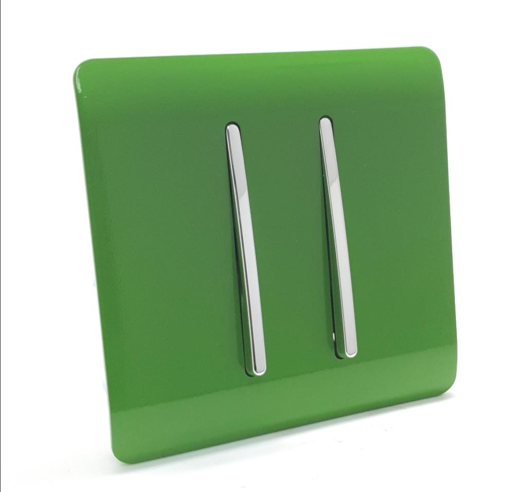 Trendi Artistic Modern Glossy Tactile Auto Retractive 2 Door Bell Switch Moss Green