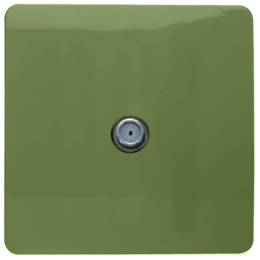 Trendi 1 Gang Artistic Modern Glossy Screwless Television Satellite Socket Moss Green