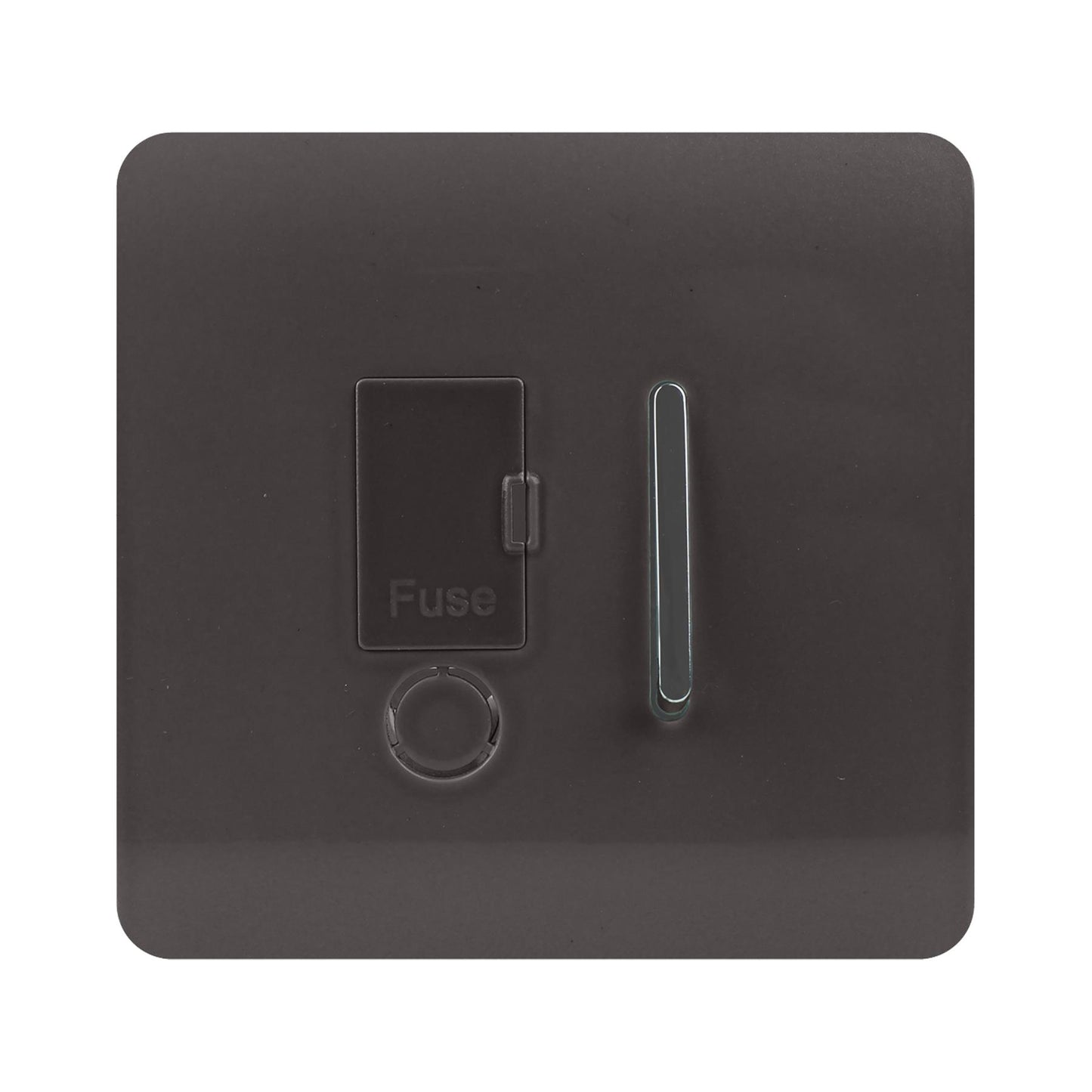 Trendi Switch Screwless Artistic Modern Glossy Tactile 230V Switched 13 A Single Fused Spur Connection Unit with Flex Outlet Chrome Rocker in Dark Mocha Brown