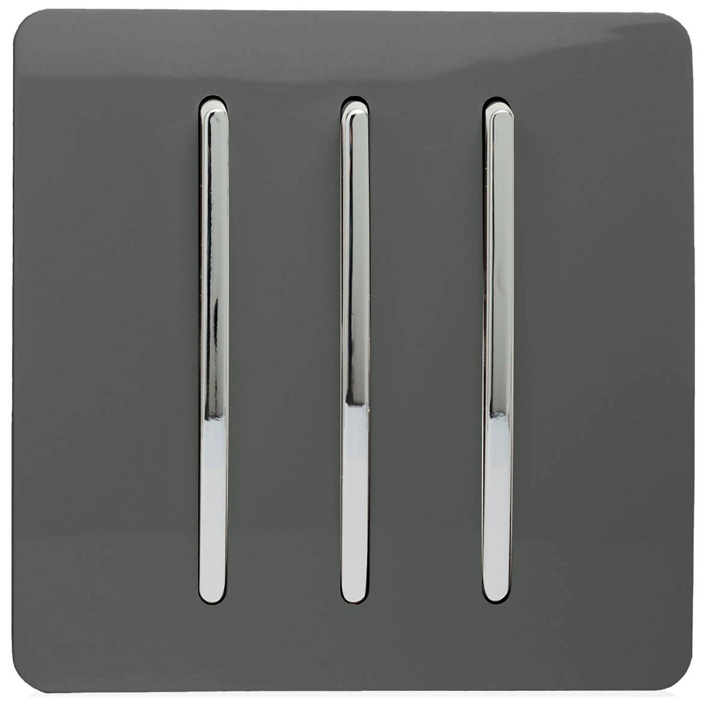 Trendi 3 Gang 2 Way Artistic Modern Glossy 10 Amp Rocker Tactile Light Switch Charcoal